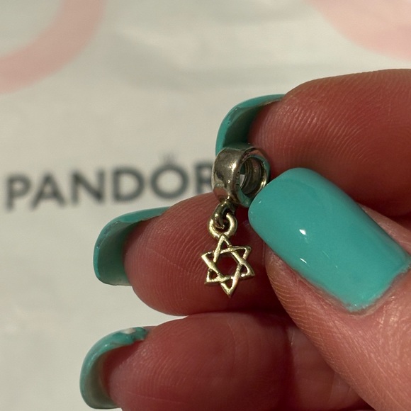 PANDORA Retired Star of David Bead Silver and Gold Charm 790271 - Picture 2 of 6